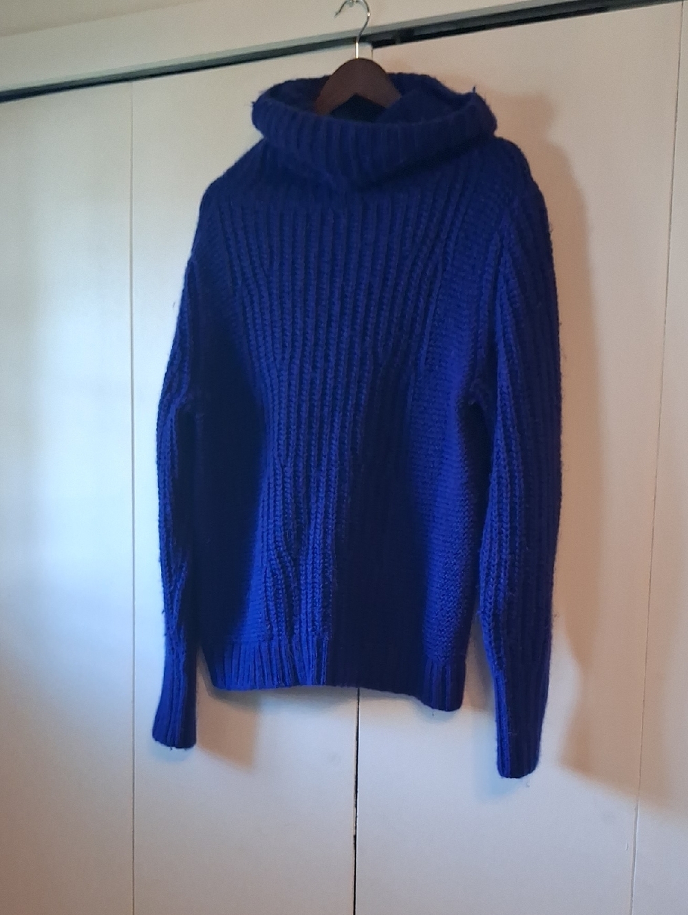 Banana Republic Royal Blue Ribbed Cowl Neck Sweater